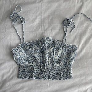 Princess Polly Blue Floral Crop Top